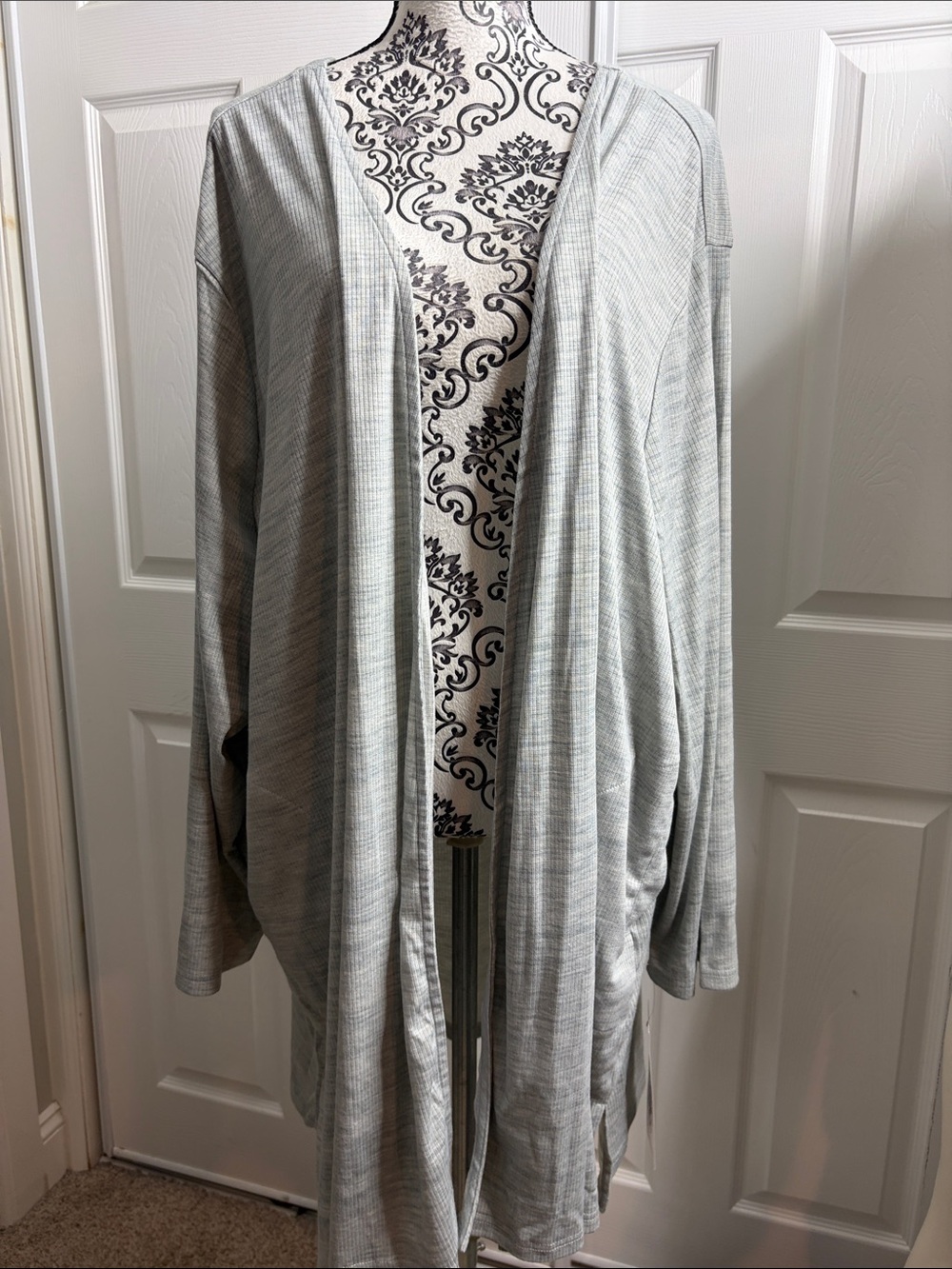Muk Luks Light Gray Open-Front Drape Cardigan 5X NWT